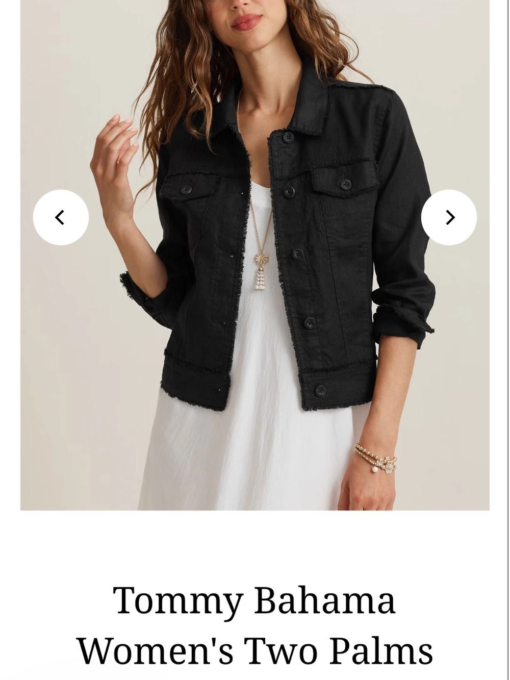 Tommy Bahama Black Frayed-Hem Denim Jacket never worn!